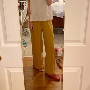 Yellow Linen Wide Leg Pants